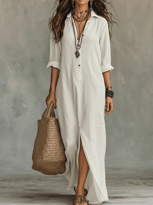 Arlise - Button-Front Maxi Dress