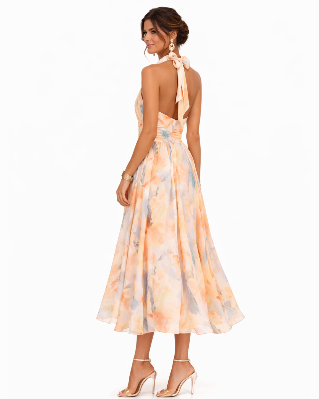 Aurora - Watercolor Halter Maxi Dress