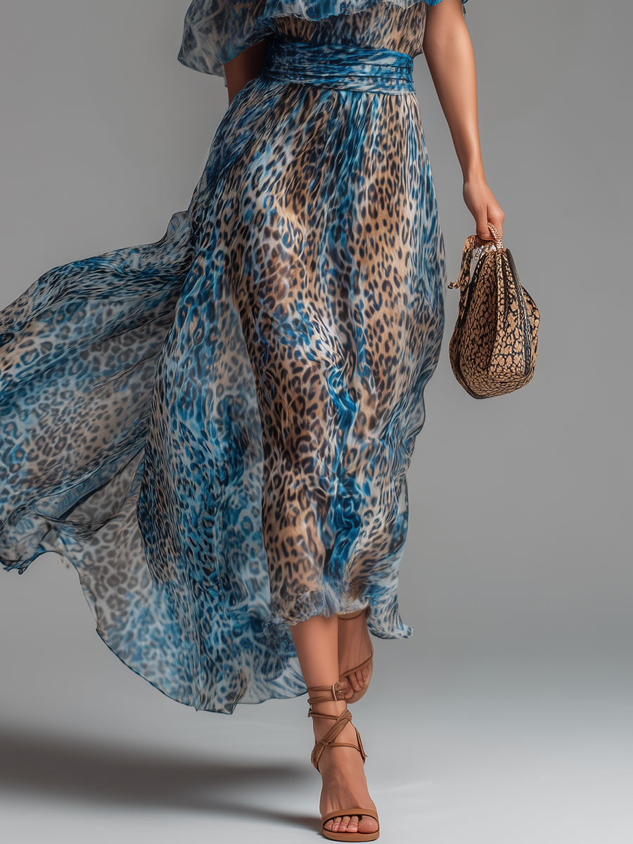 Calista - Leopard Chiffon Maxi Dress