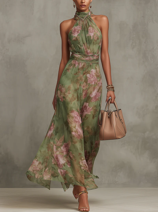 Elyra - Floral Halter Maxi Dress