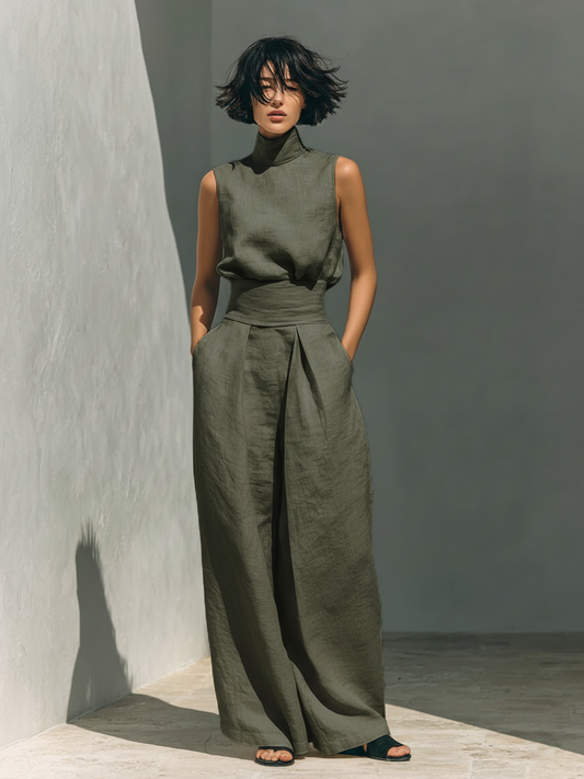 Jacqueline - Cotton-Linen Tank and Trousers