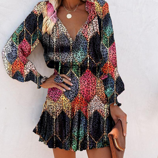 Maryann - Ruffled Tie-Front Mini Dress