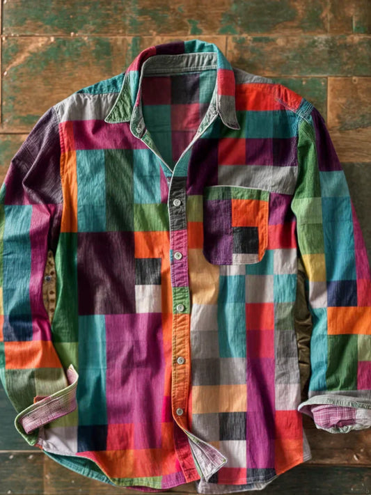 Orvalo - Mixed-Pattern Patchwork Shirt