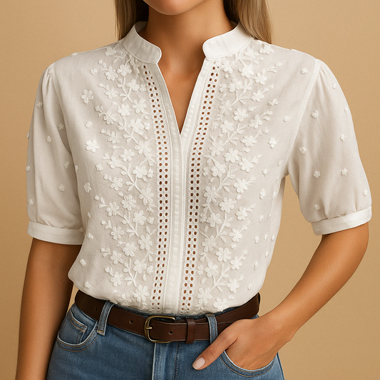 Sylvia - White Button-Front Blouse