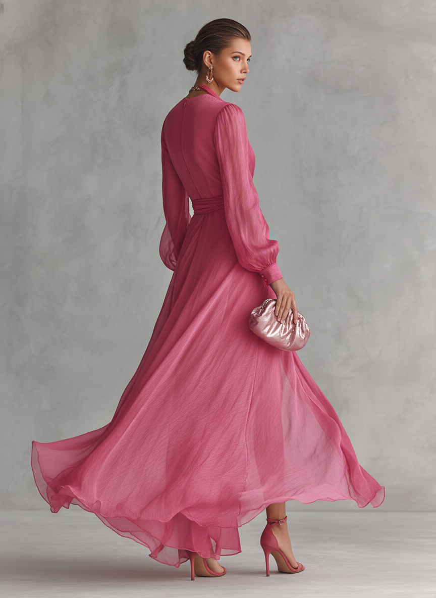 Verna - Pearl Chiffon Maxi Dress