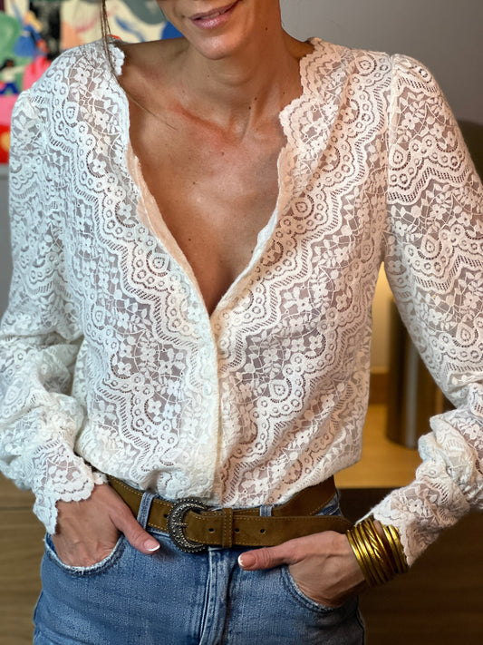 Lyselle - Openwork Knit Blouse