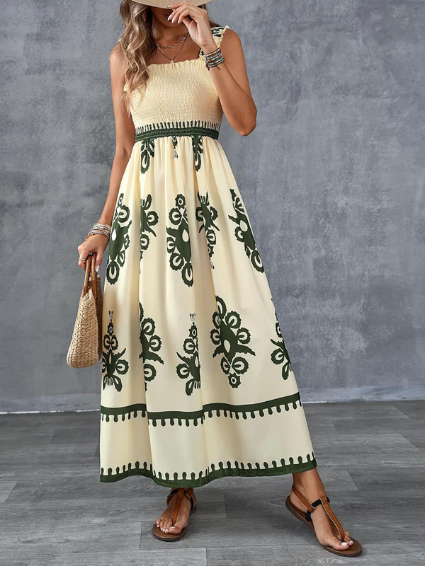 Vivara - Art Print Smocked Maxi Dress