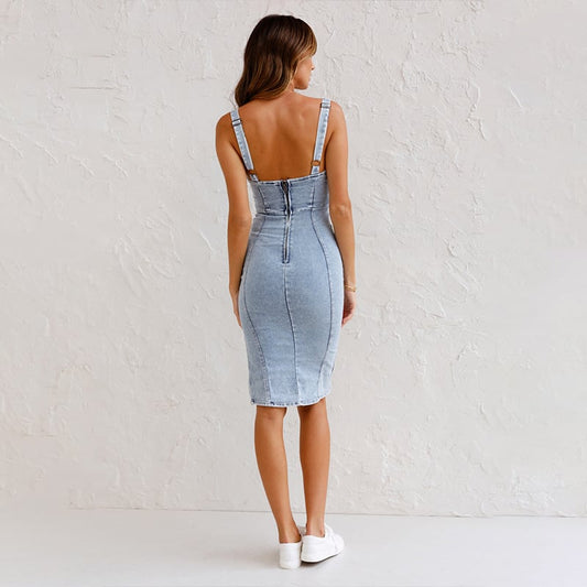 Atria - Split Denim Camisole Dress