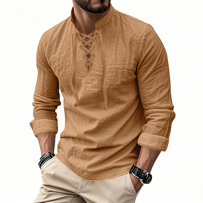 Emery - Laced-Neck Cotton-Blend Shirt