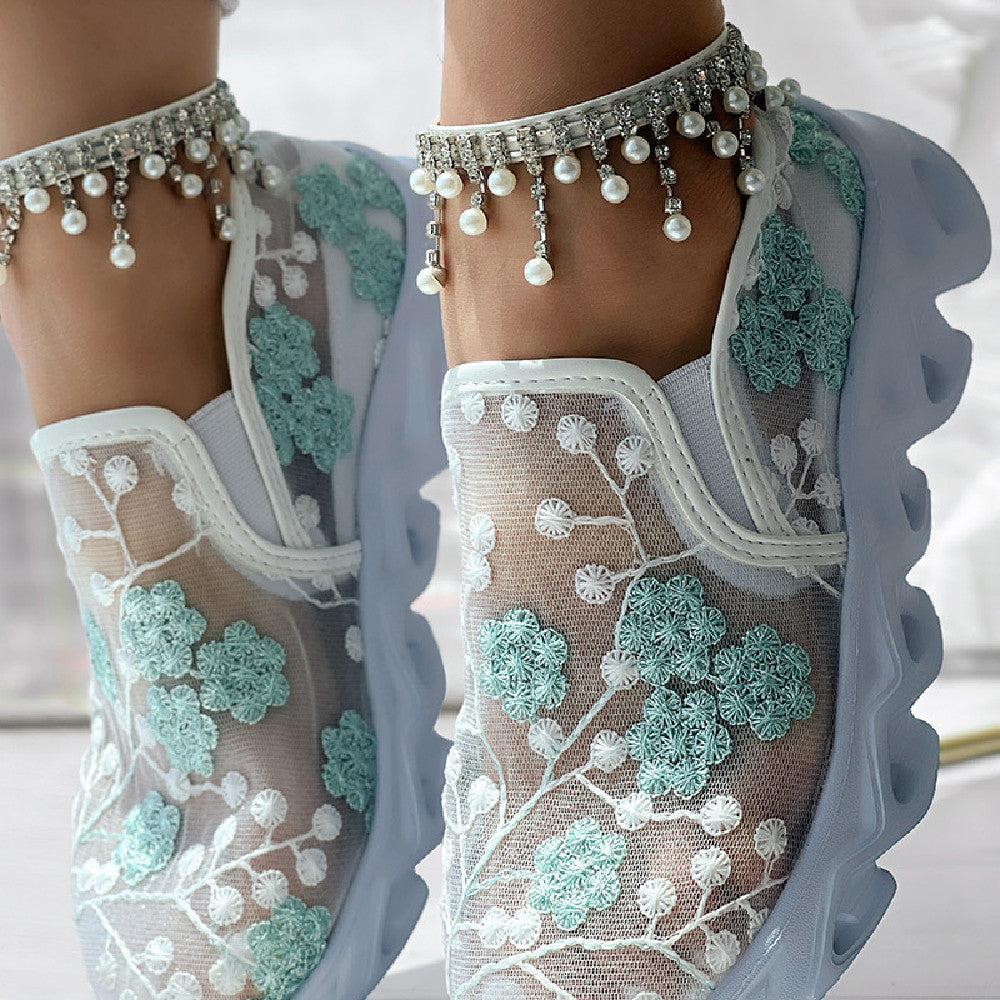 Faith - Floral Lace Slip-On Trainers