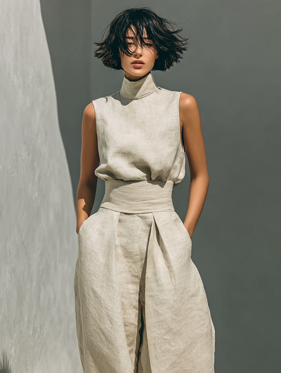 Wendy - Linen-Cotton Wide-Leg Set