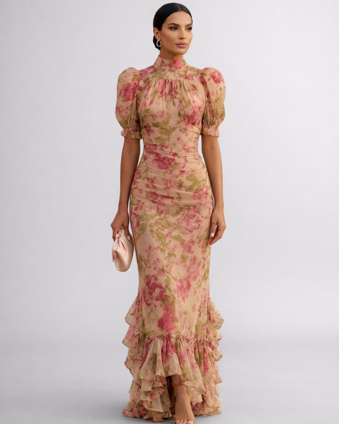 Vesna - High-Neck Chiffon Maxi Dress
