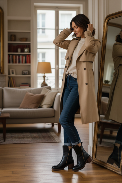 Valeria - Block-Heel Leather Boots