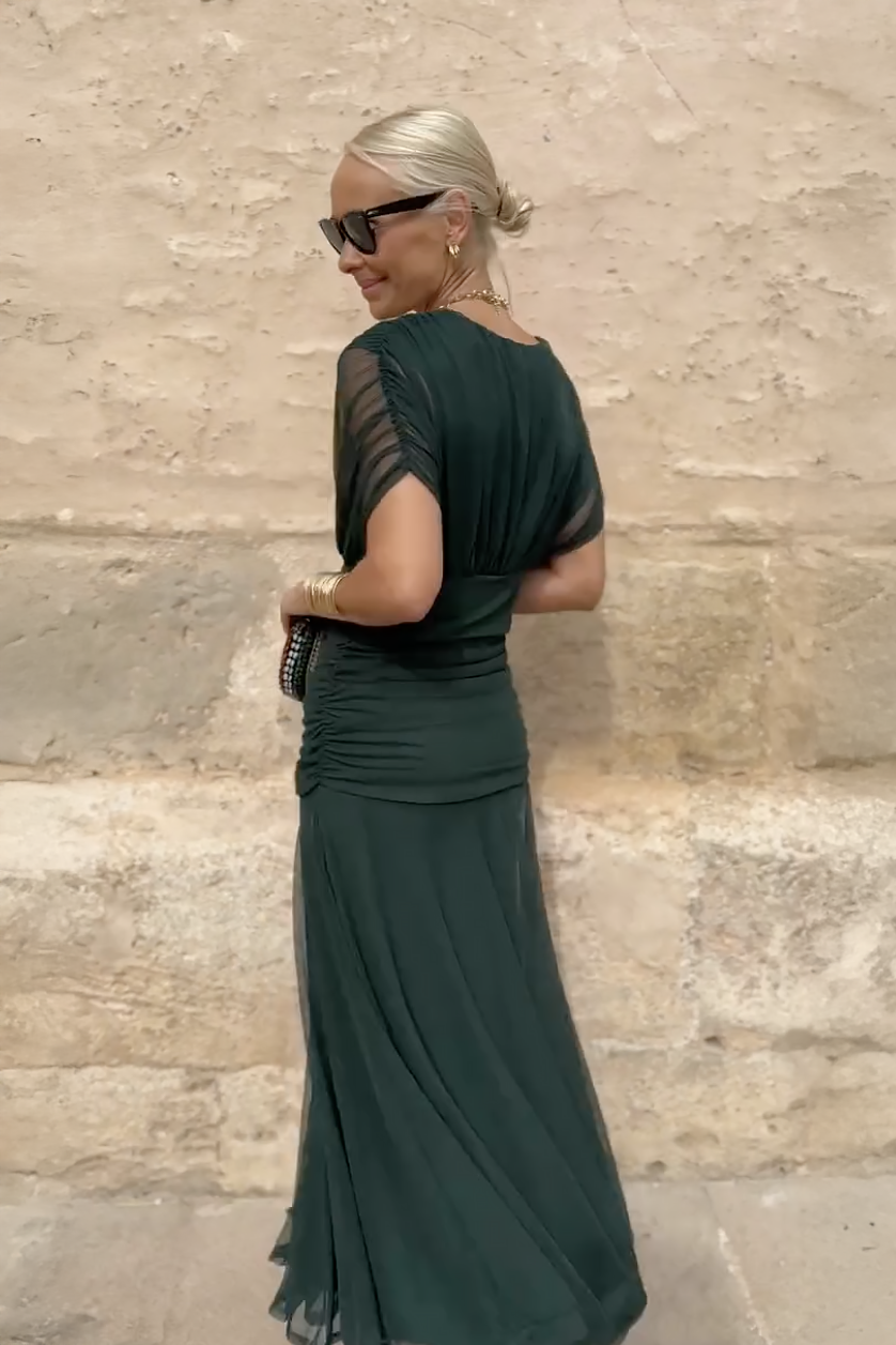 Dalma - Ruched Bardot Dress