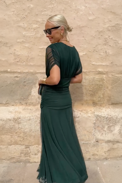 Dalma - Ruched Bardot Dress