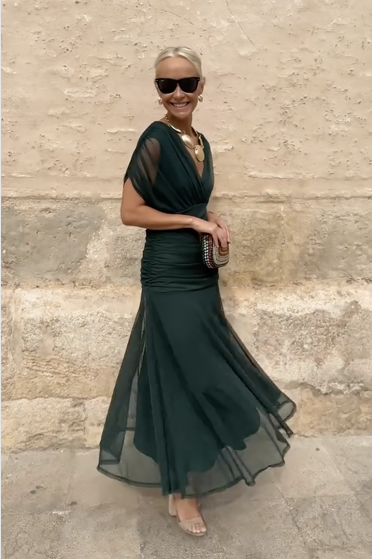 Dalma - Ruched Bardot Dress