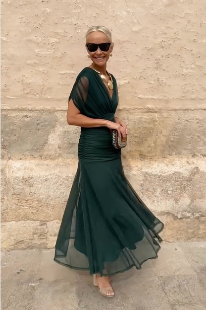 Dalma - Ruched Bardot Dress