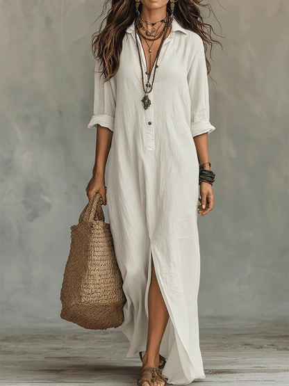 Arlise - Button-Front Maxi Dress