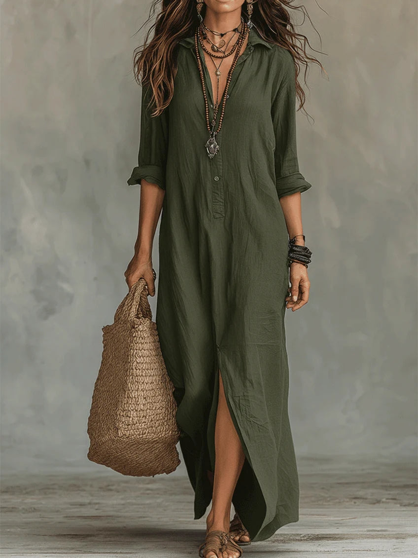 Arlise - Button-Front Maxi Dress