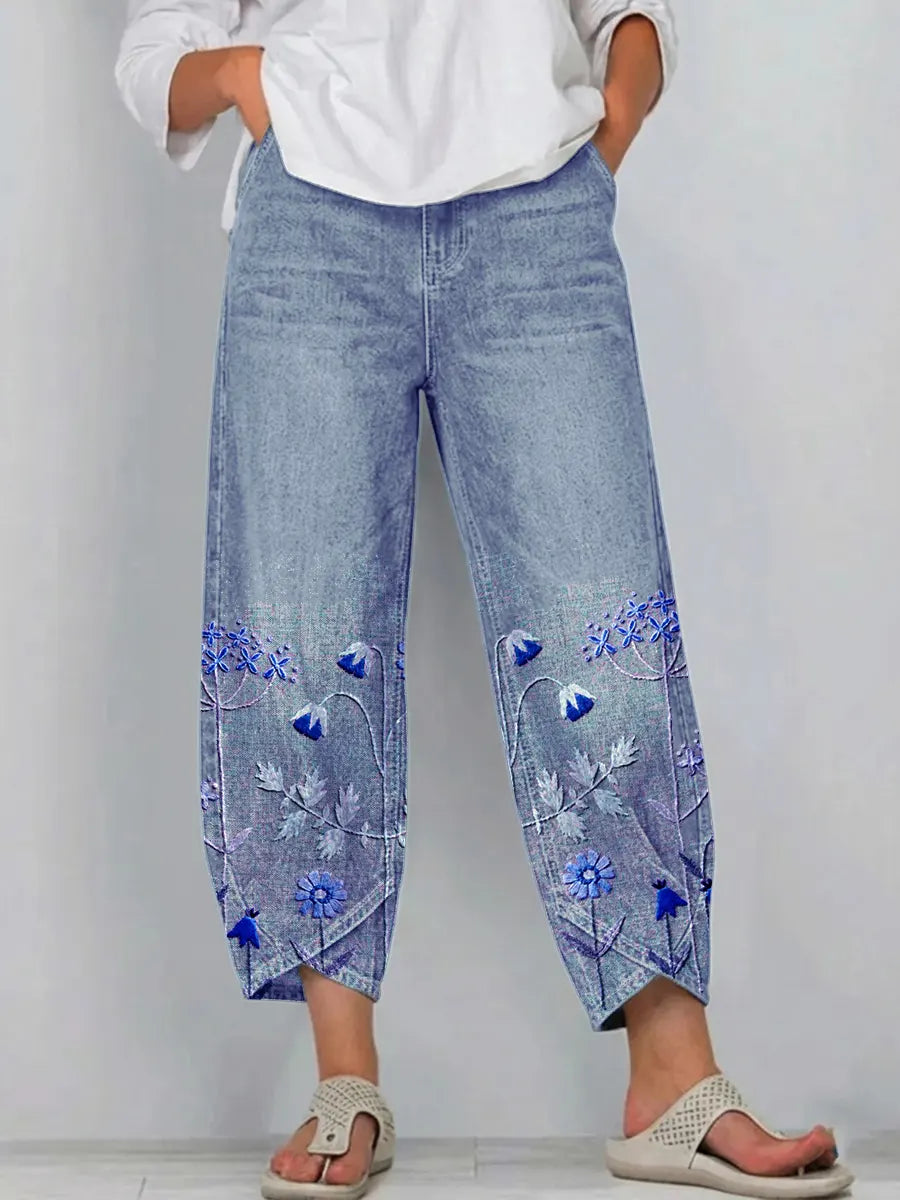 Margo - Embroidered Stretch Trousers