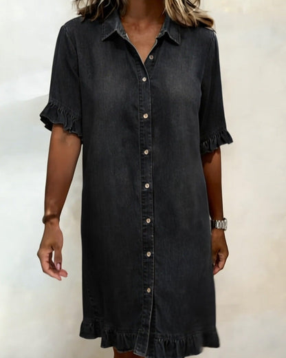 Navelle - Ruched Denim Shirt Dress