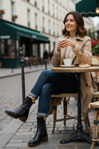 Valeria - Block-Heel Leather Boots