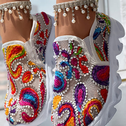 Faith - Floral Lace Slip-On Trainers