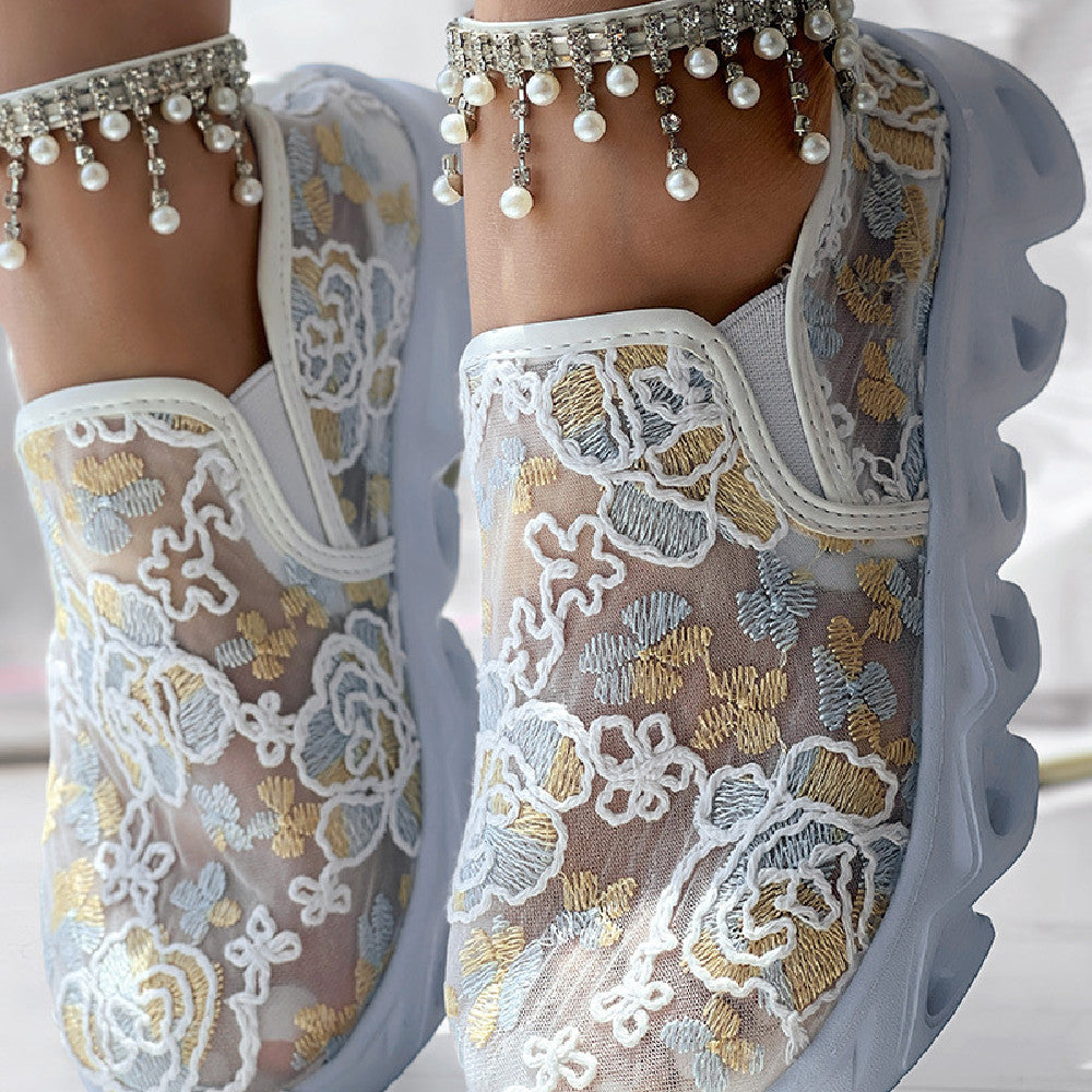 Faith - Floral Lace Slip-On Trainers