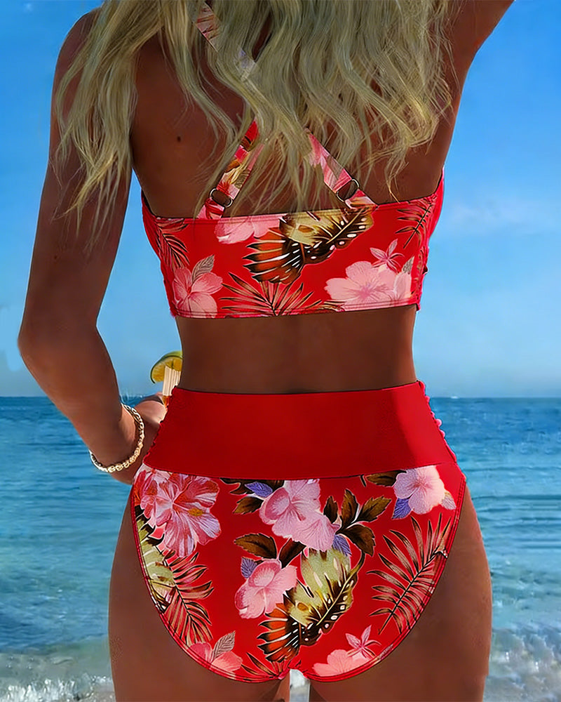 Coralia - Contrast Floral Bikini Set