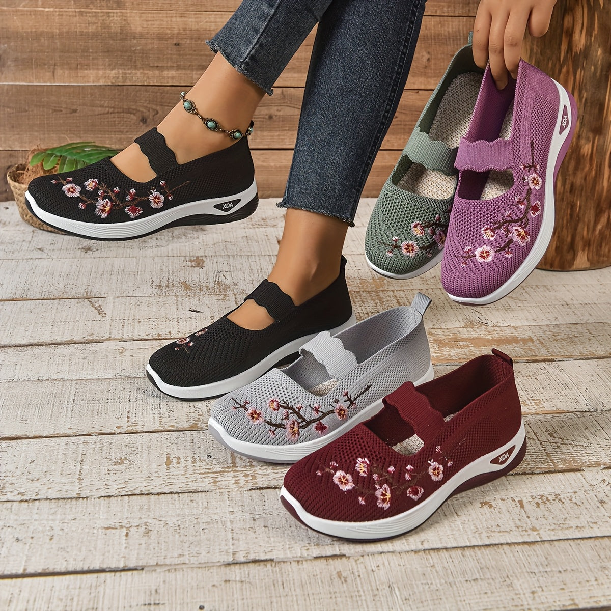 Kivora - Cushioned Snap-Closure Sneakers