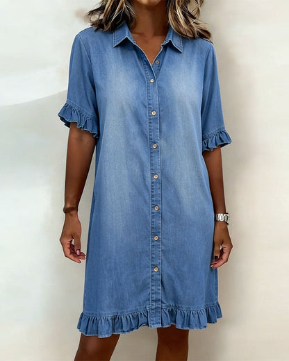Navelle - Ruched Denim Shirt Dress