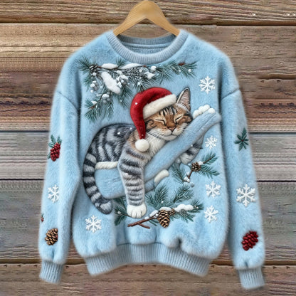 Corinne - Christmas Cat Fleece Sweater