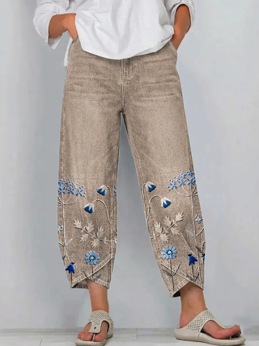 Margo - Embroidered Stretch Trousers