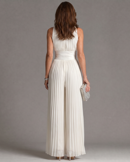 Delphine - Pleated Halter Wide-Leg Jumpsuit