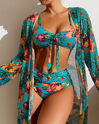 Jeannine - Floral Bikini & Scarf