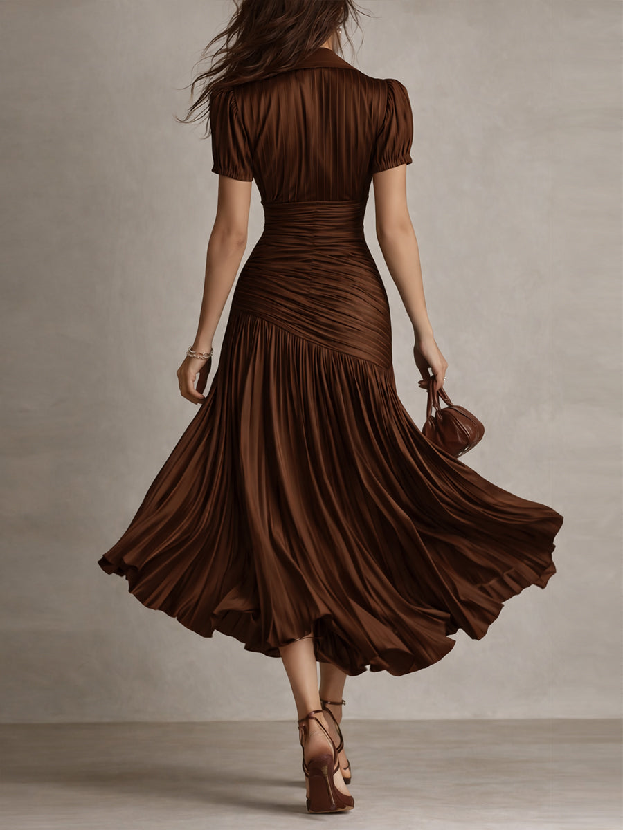 Leticia - Draped Striped Satin Dress