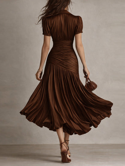 Leticia - Draped Striped Satin Dress