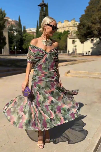 Dalma - Ruched Bardot Dress