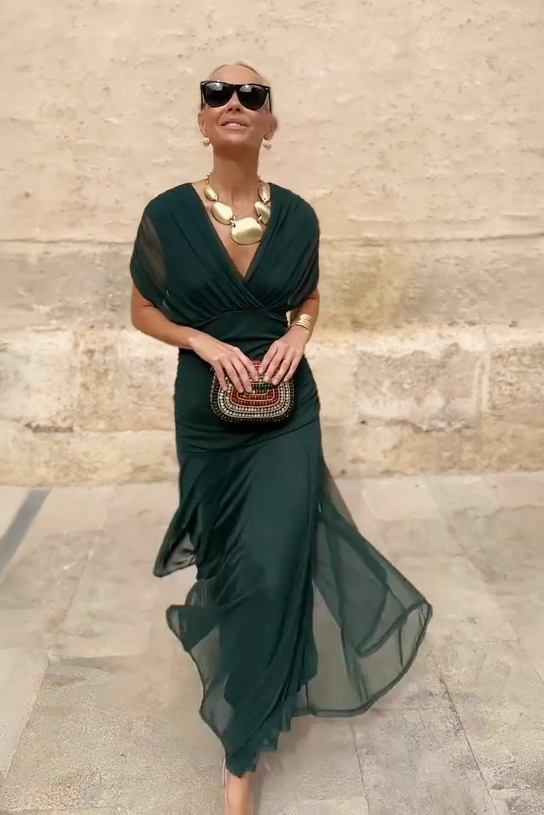 Dalma - Ruched Bardot Dress
