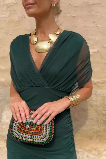Dalma - Ruched Bardot Dress