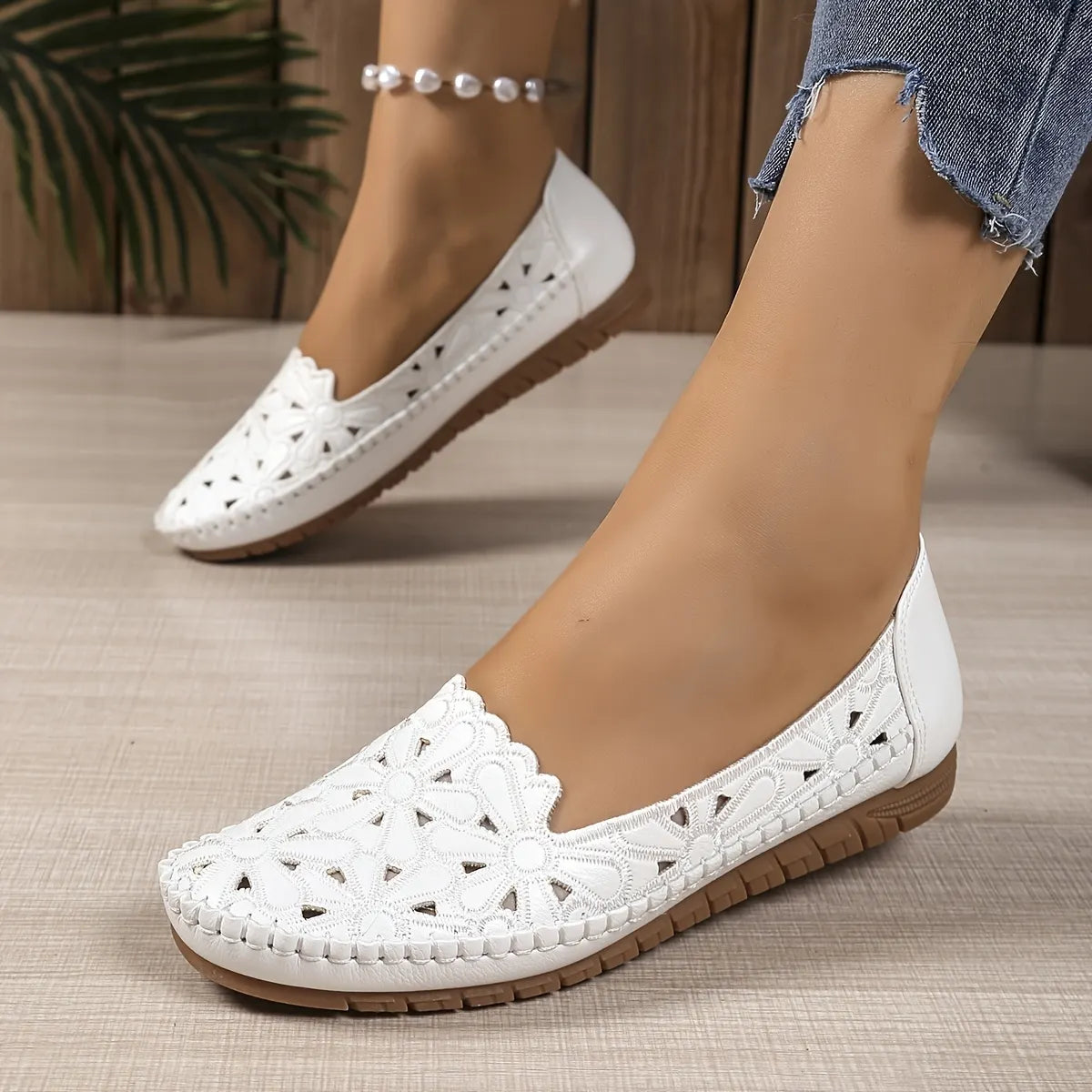 Ophelia - Perforated Leather Loafers