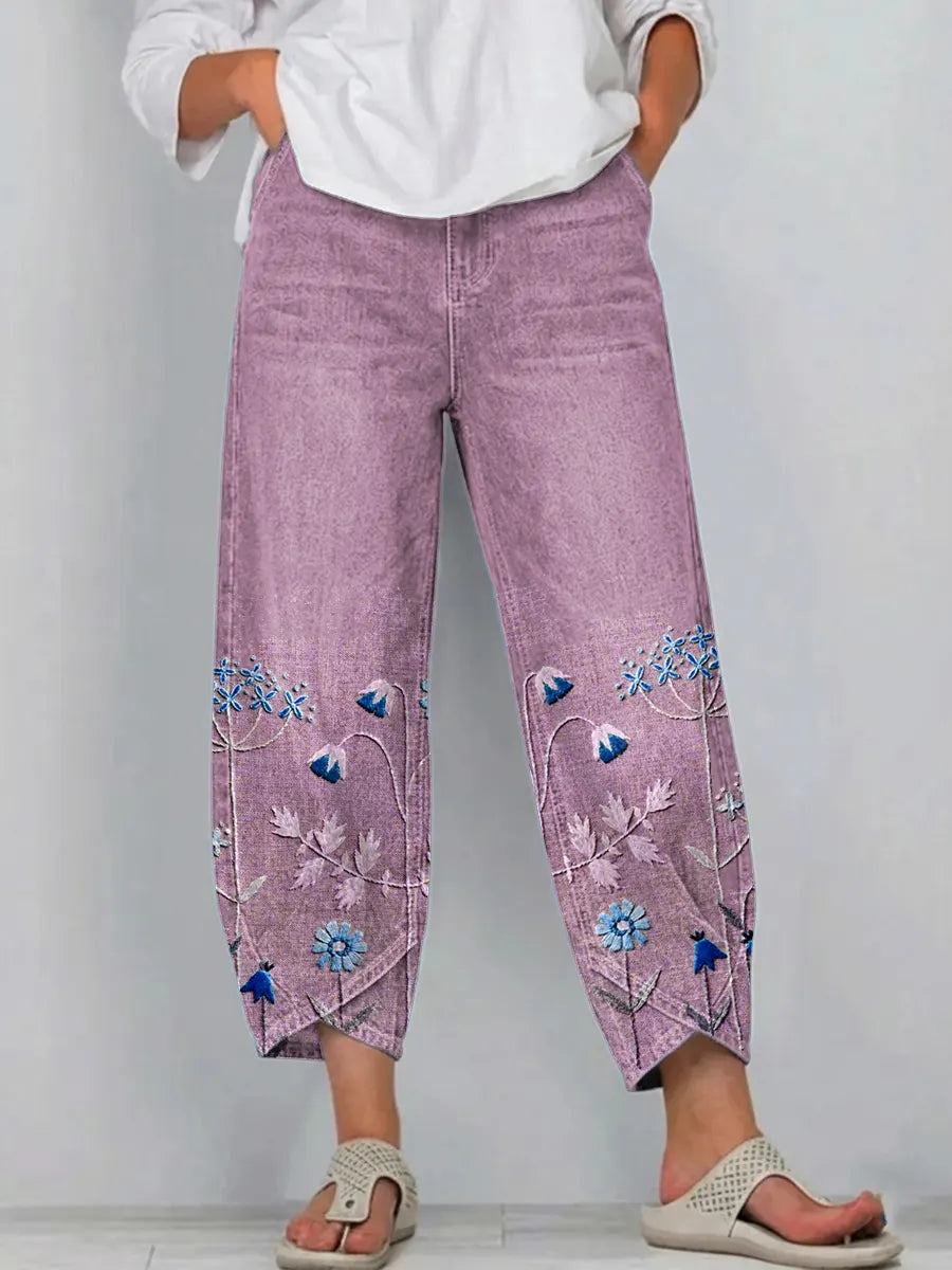 Margo - Embroidered Stretch Trousers