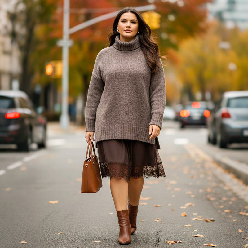 Cindy - Layered Mini Turtleneck Dress Set