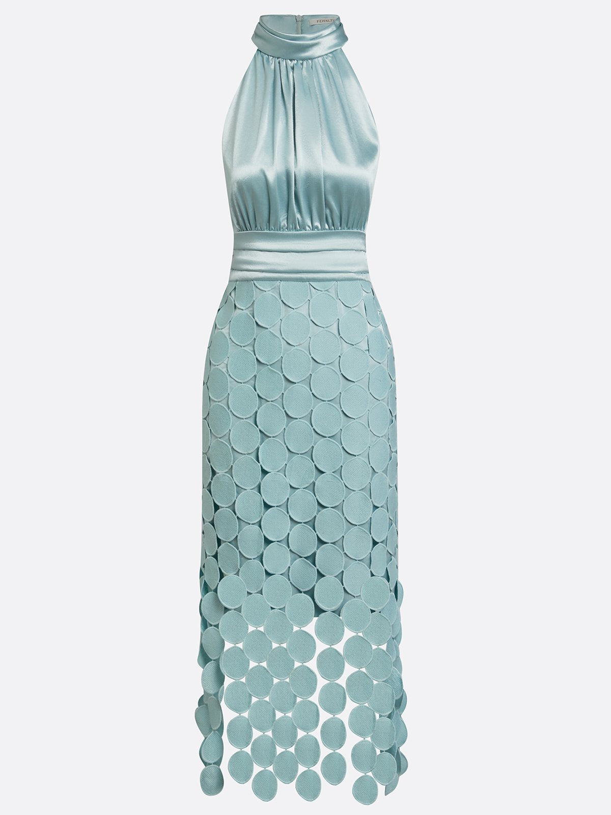 Audra - Satin-Finish Halter Midi Dress