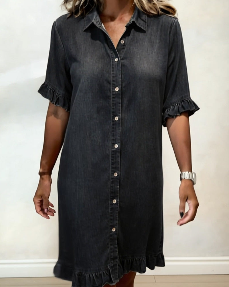 Navelle - Ruched Denim Shirt Dress