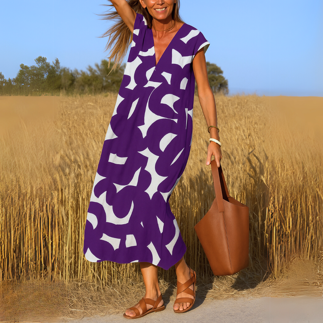 Eugenia - Printed V-Neck Midi Dress