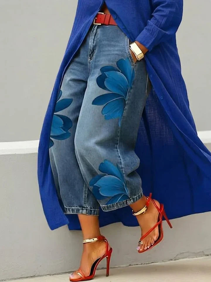 Belora - Embroidered Shirt and Wide-Leg Jeans