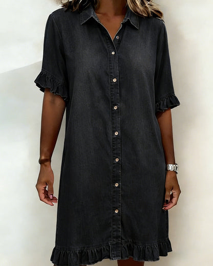 Navelle - Ruched Denim Shirt Dress