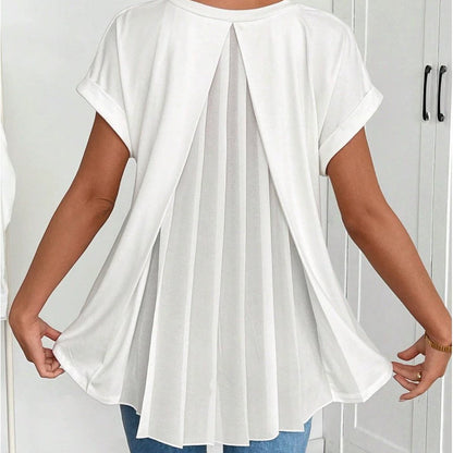 Amber - Pleat-Back Short-Sleeve Top