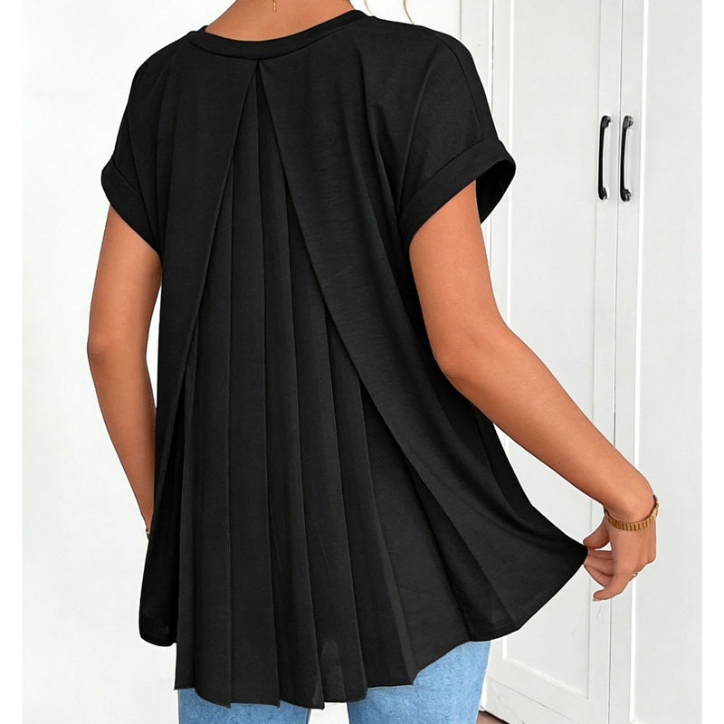 Amber - Pleat-Back Short-Sleeve Top